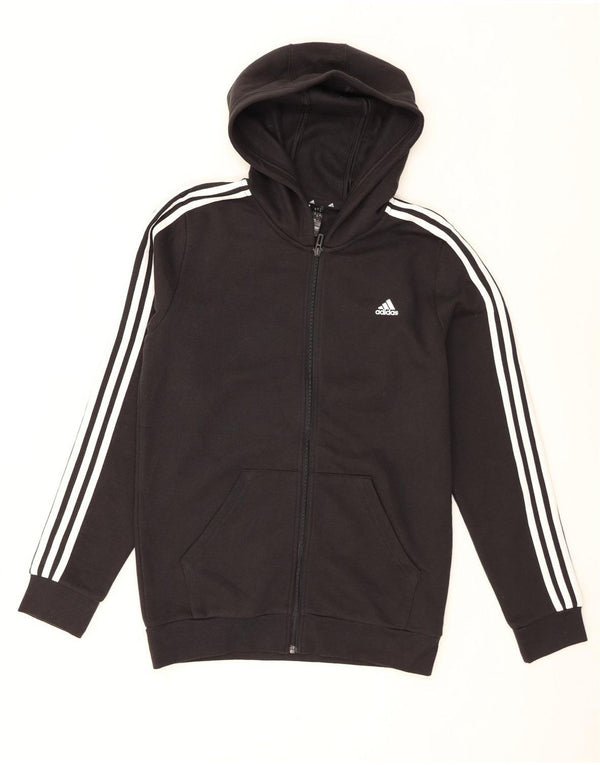 Adidas - Sudadera con capucha y cremallera para niños, 15-16 años, algodón negro