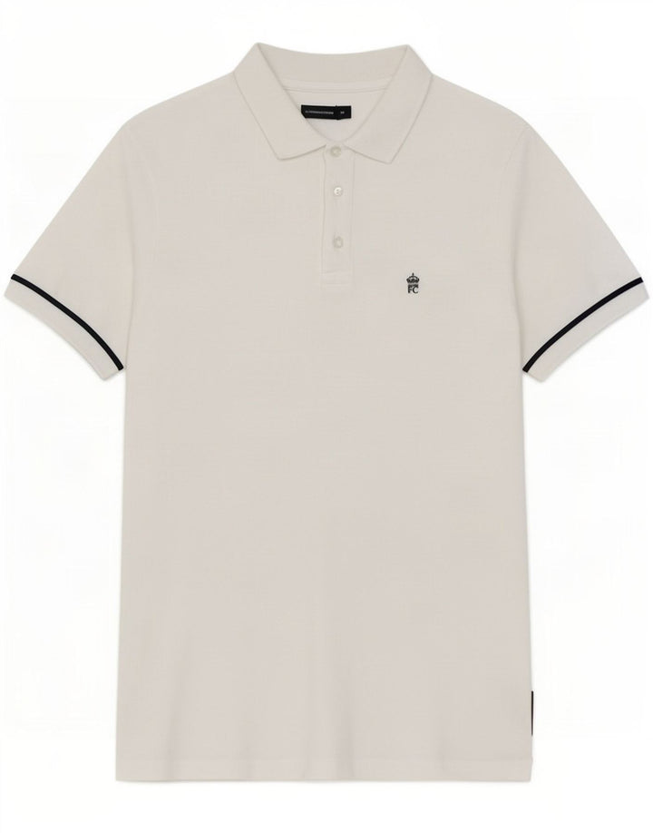French Connection Polo para hombre de algodón blanco mediano