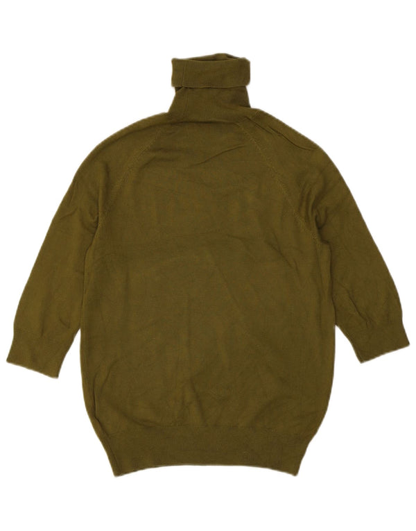 Zara Jersey de manga 3/4 con cuello vuelto para mujer UK 42 Viscosa caqui mediana