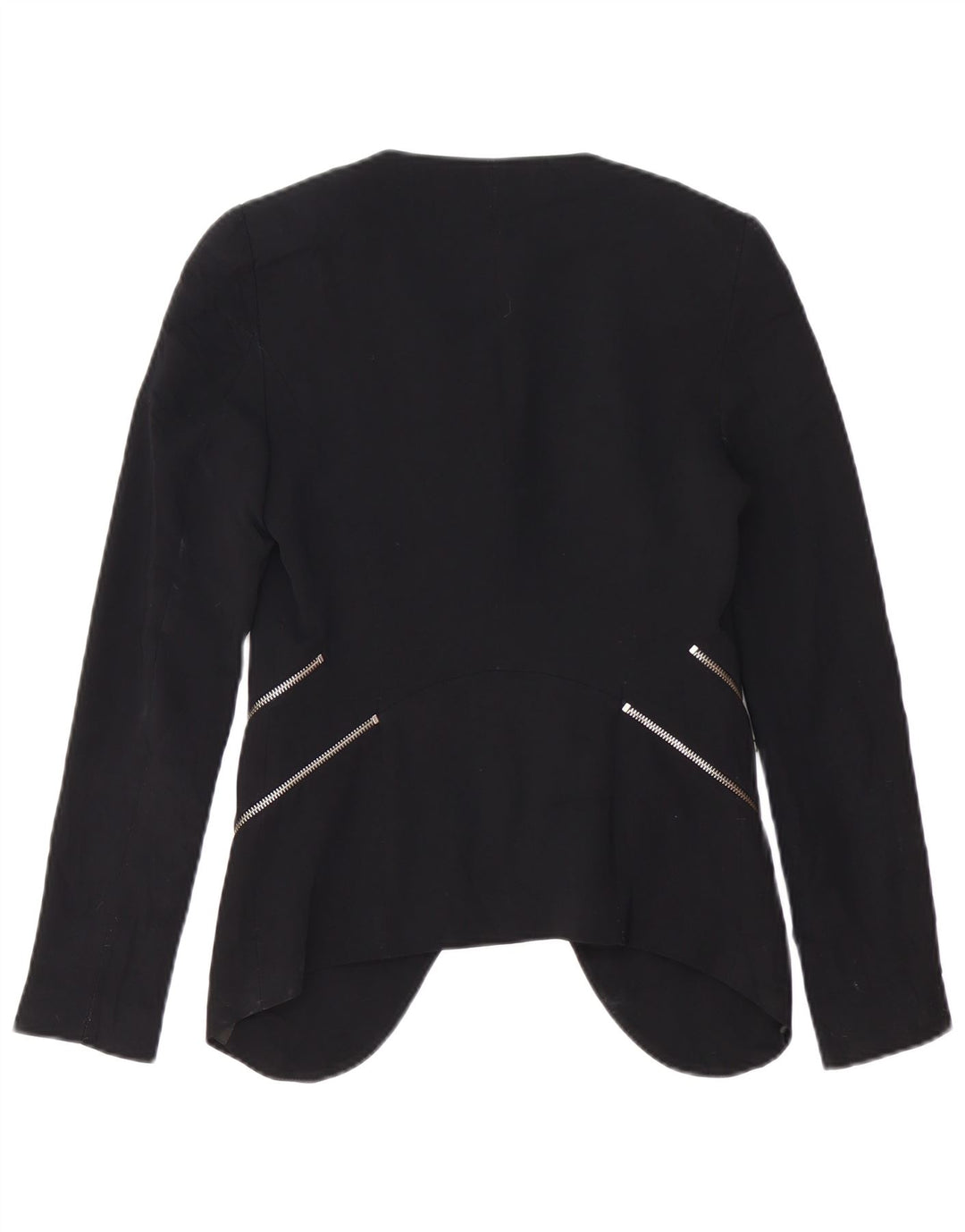 Zara Mujer Chaqueta Americana Abierta UK 6 XS Poliéster Negro