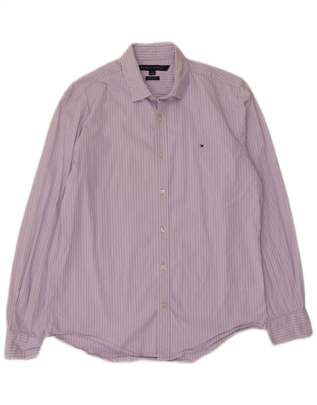 Tommy Hilfiger Camisa Custom Fit de algodón a rayas en color morado medio para hombre