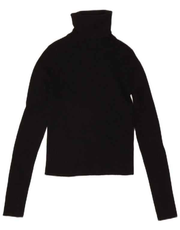 Zara Mujer Crop Top Manga Larga UK 8 Small Viscosa Negra