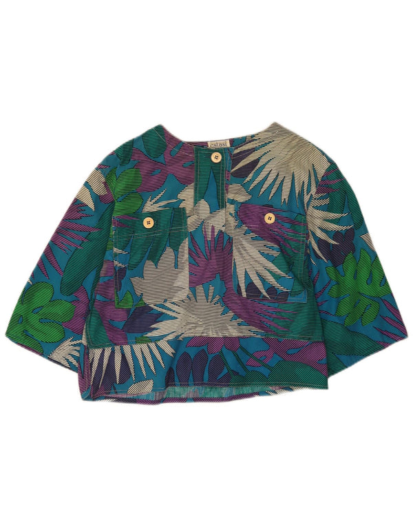 Vintage mujer crop 3/4 manga blusa top IT 42 medio multicolor floral