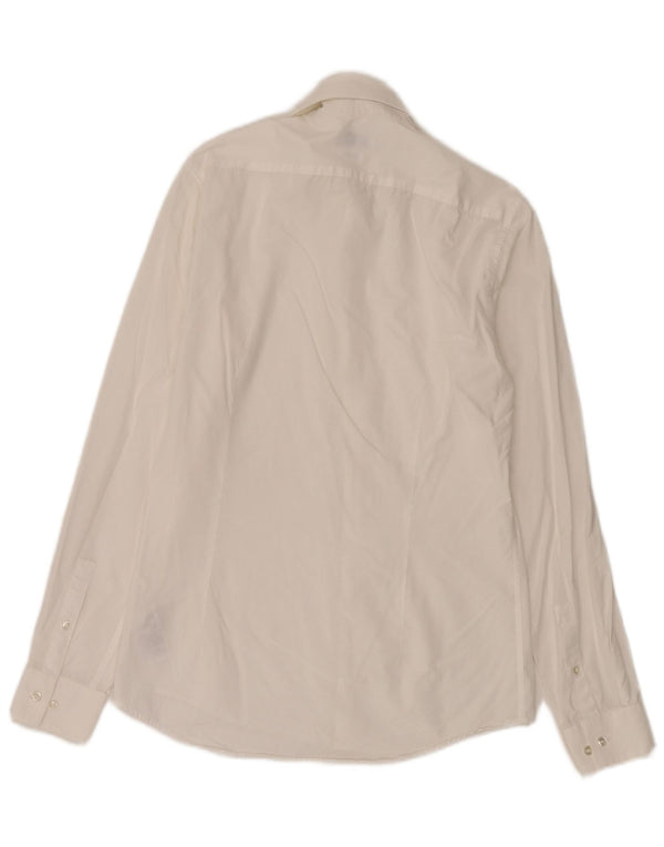 Calvin Klein Camisa Slim Fit para Hombre Talla 37 14 1/2 Pequeña Algodón Blanco