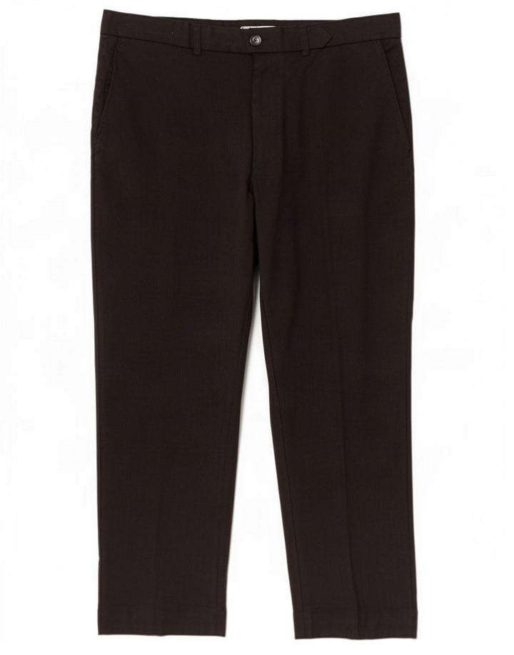 Marks & Spencer Pantalón de traje recto para hombre W40 L29 Lana gris