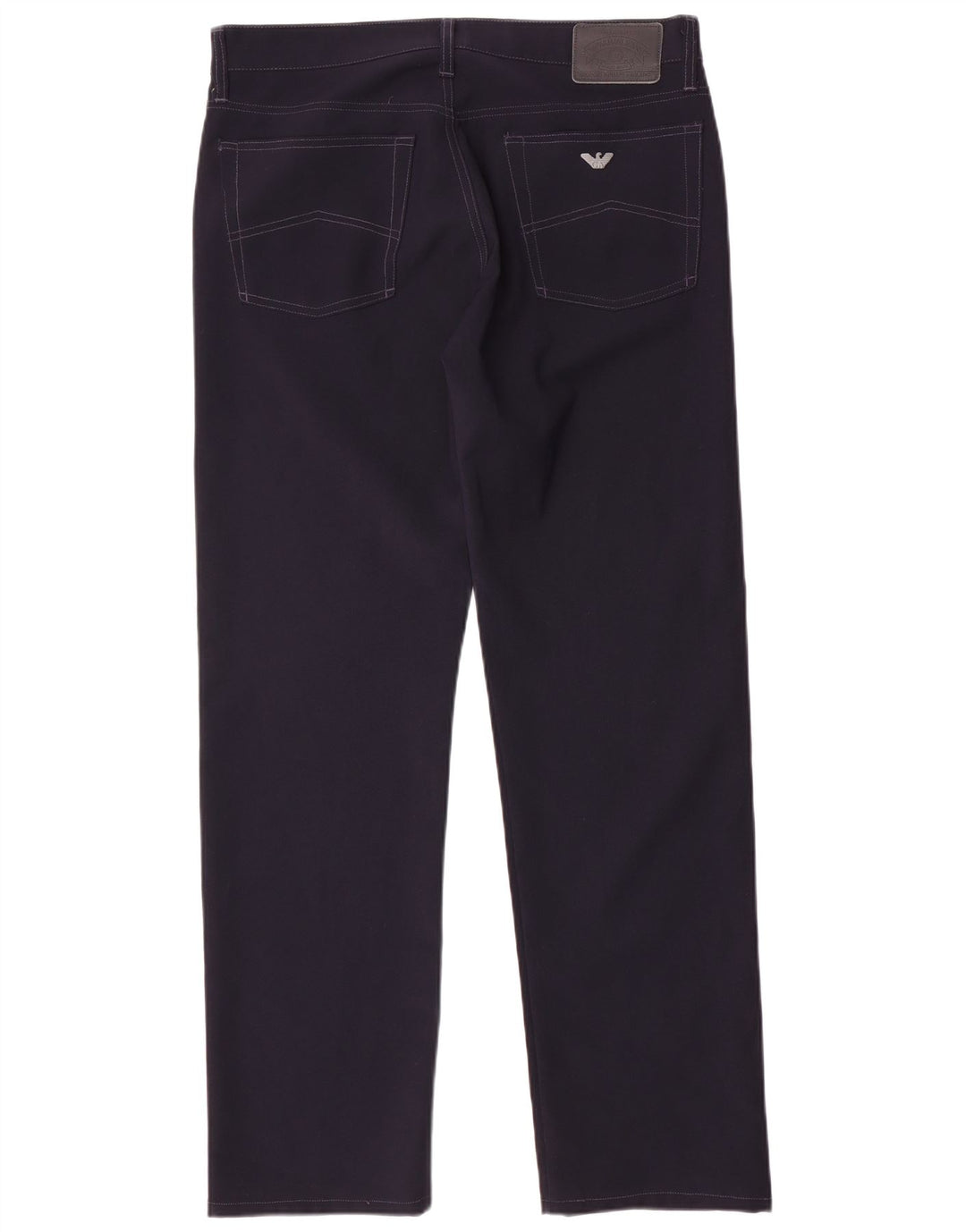 Armani Hombre Pantalones Rectos Casuales W36 L33 Poliéster Azul Marino