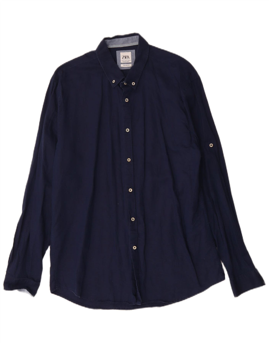 ZARA Hombre Camisa Relaxed Fit XL Azul Marino