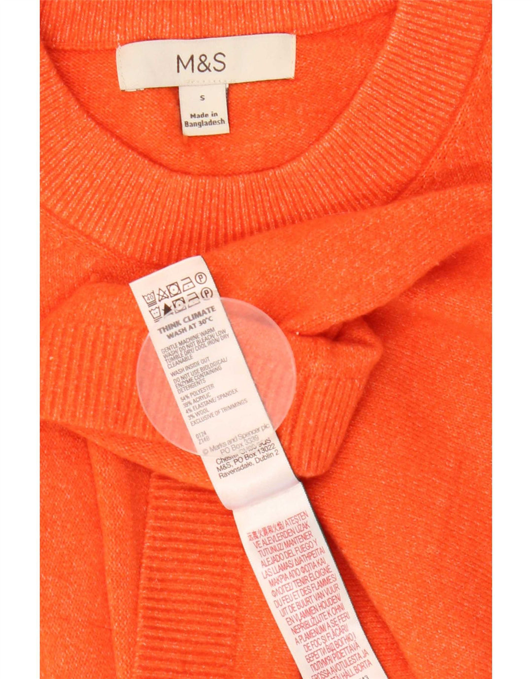 Marks & Spencer Camiseta extragrande para mujer UK 10 Small Naranja Poliéster