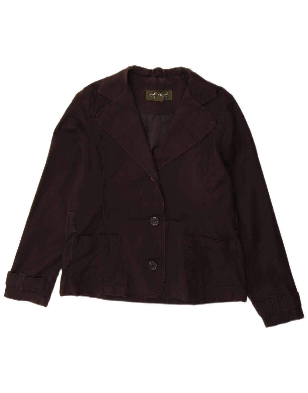 EDDIE BAUER Chaqueta tipo blazer de 3 botones para mujer UK 14 Mediana Algodón negro