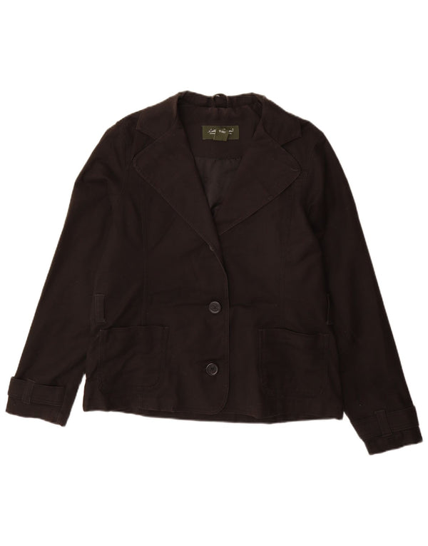 EDDIE BAUER Chaqueta tipo blazer de 3 botones para mujer UK 14 Mediana Algodón negro