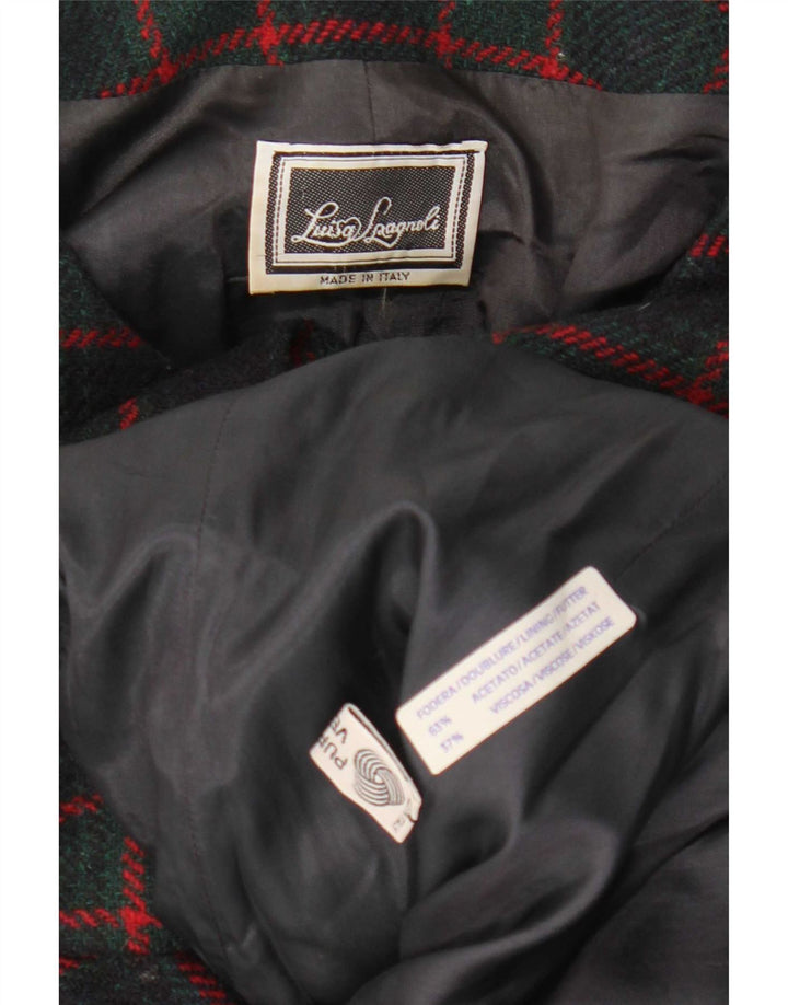Luisa Spagnoli Chaqueta tipo blazer de 5 botones para mujer UK 44 Lana a cuadros verde grande