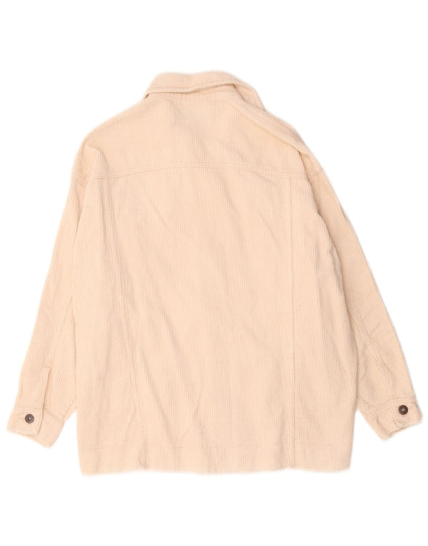 Zara Mujer Chaqueta De Pana Extragrande UK 6 XS Algodón Beige
