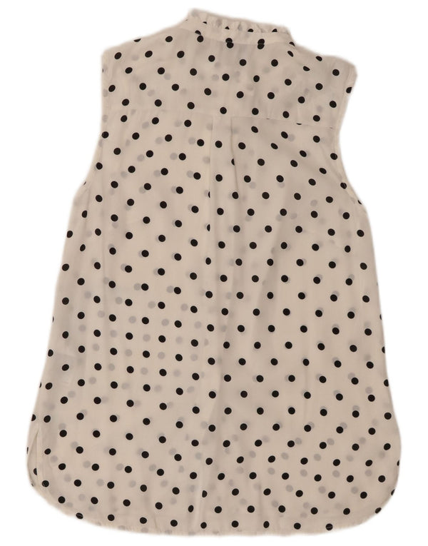 Oasis Blusa sin mangas para mujer UK 8 Small White Polka Dot Poliéster