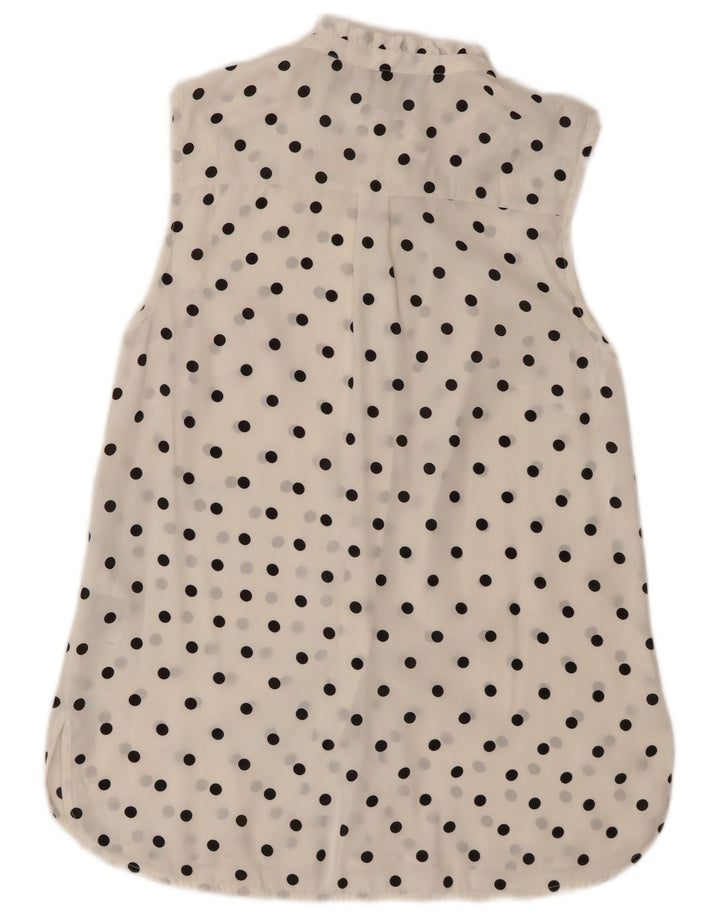 Oasis Blusa sin mangas para mujer UK 8 Small White Polka Dot Poliéster
