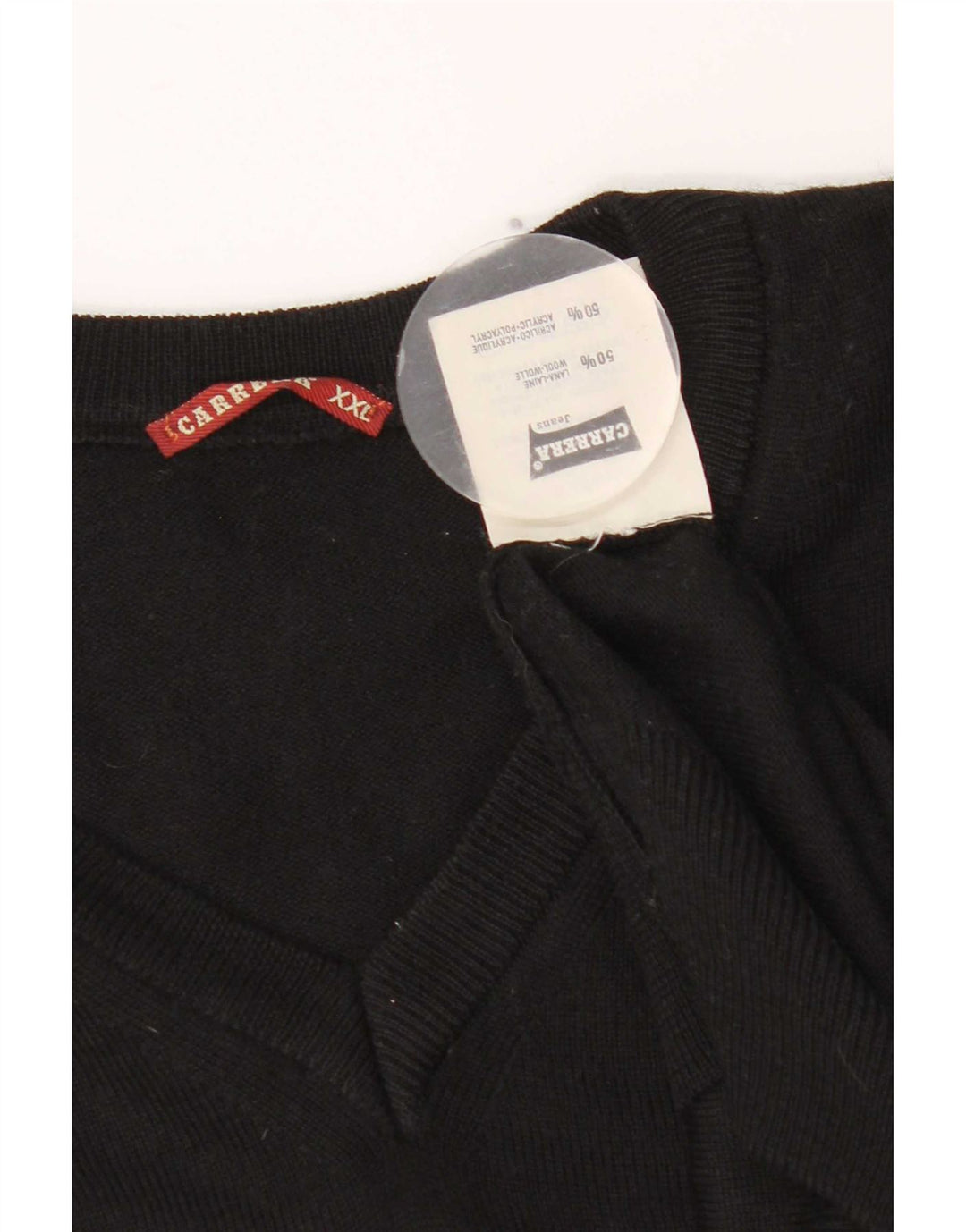 Carrera - Jersey con cuello en V para hombre, talla 2XL, lana negra