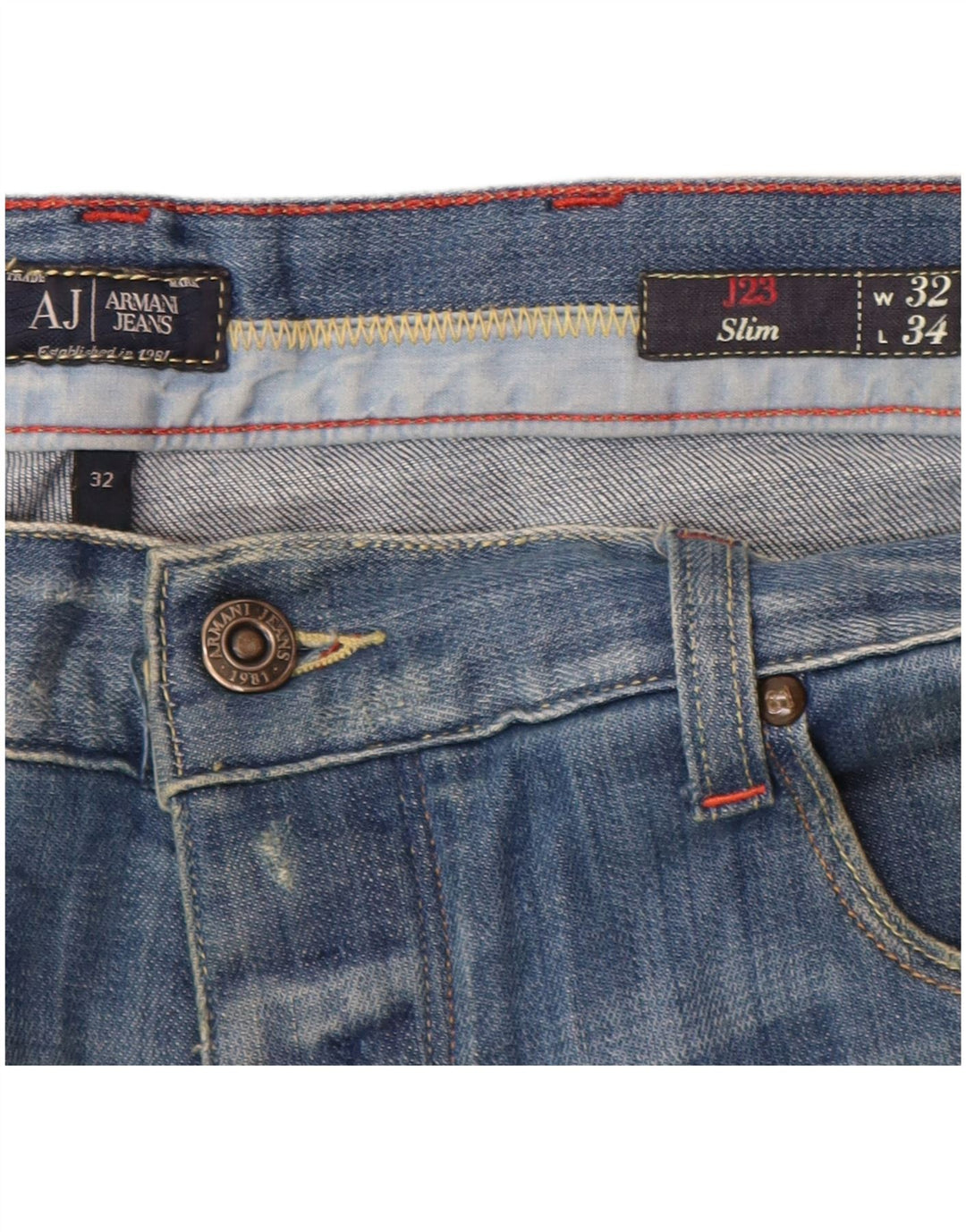 ARMANI Vaqueros Slim Mujer W32 L34 Algodón Azul