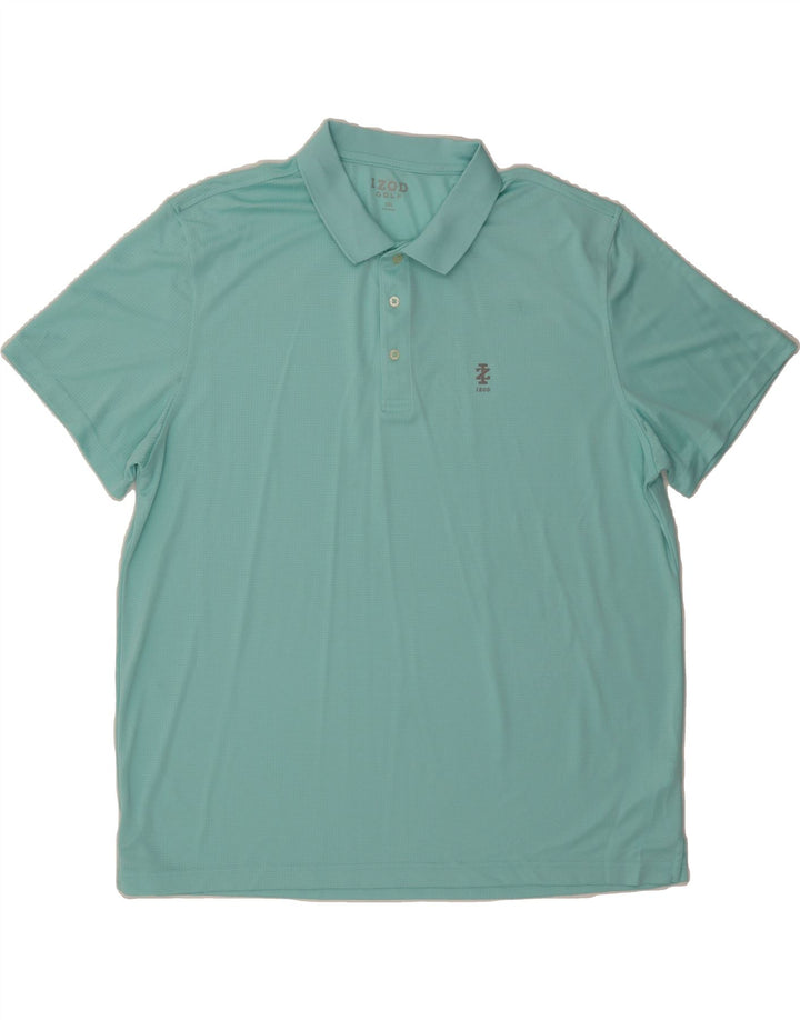 IZOD Mens Golf Polo Shirt 2XL Turquoise Polyester Vintage Izod and Second-Hand Izod from Messina Hembry 