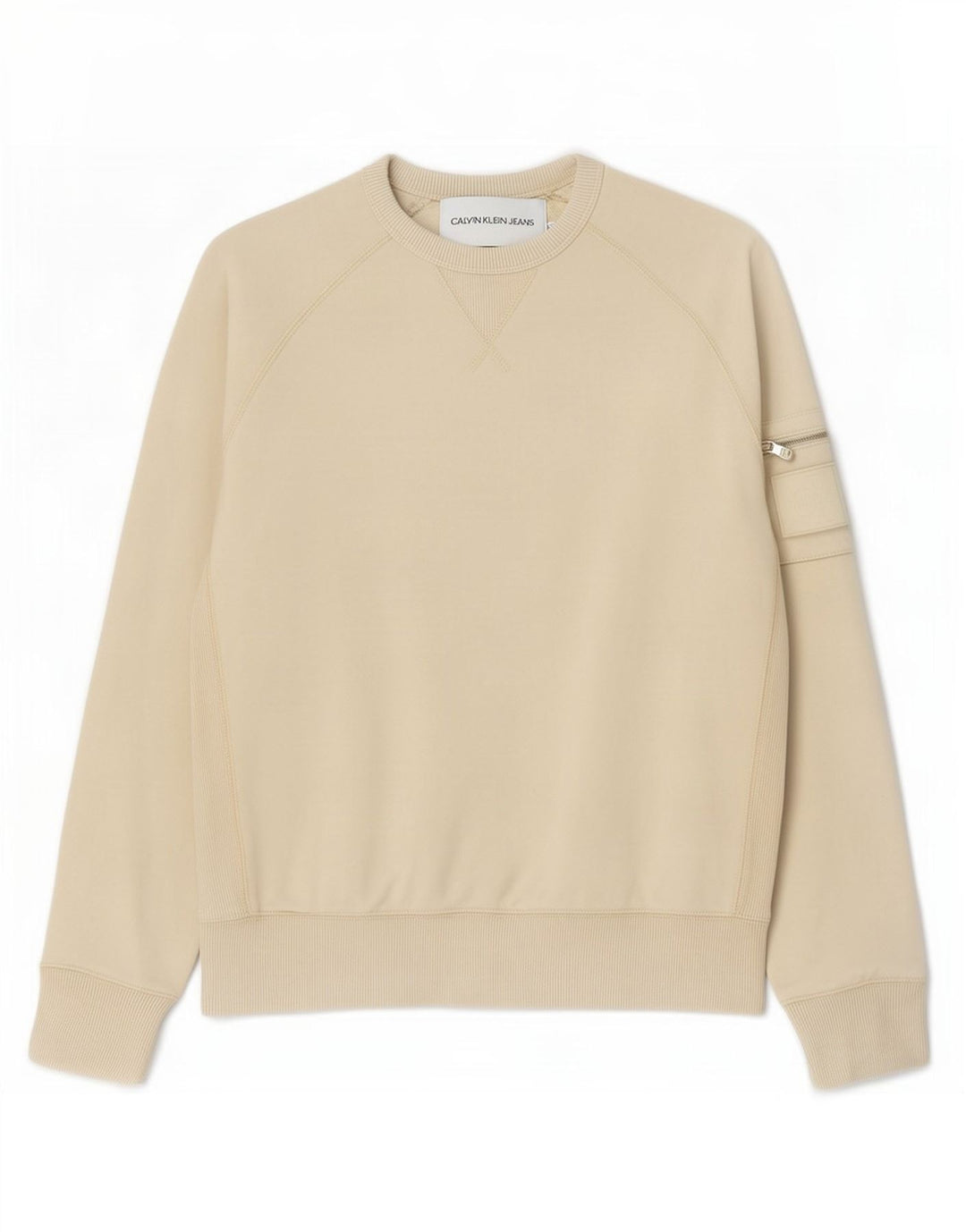 Calvin Klein Jeans Hombre Sudadera Jumper Small Beige Algodón