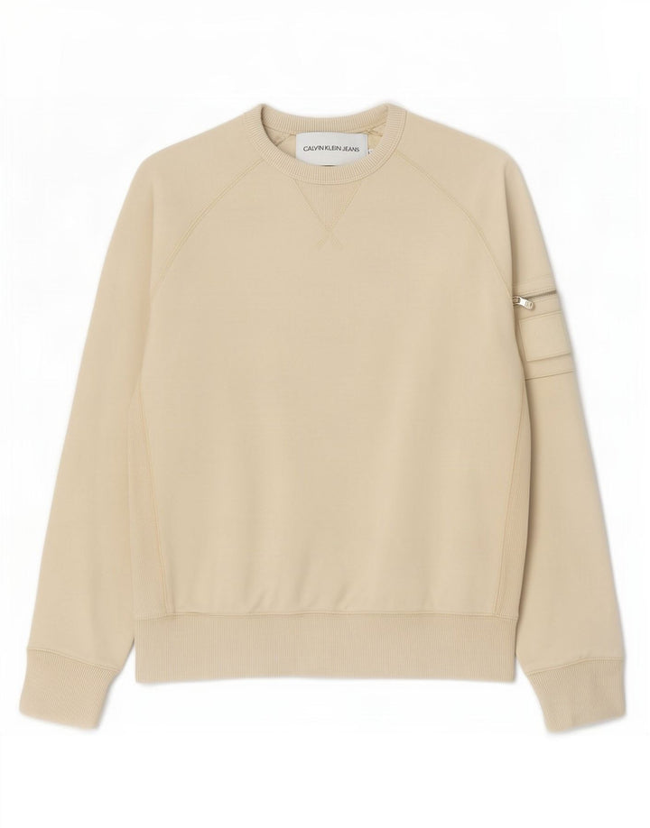 Calvin Klein Jeans Hombre Sudadera Jumper Small Beige Algodón