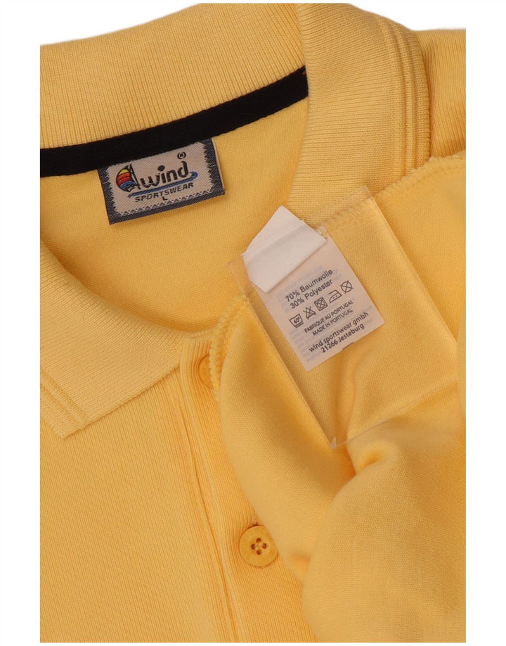 Vintage hombres polo cuello jersey suéter grande algodón amarillo