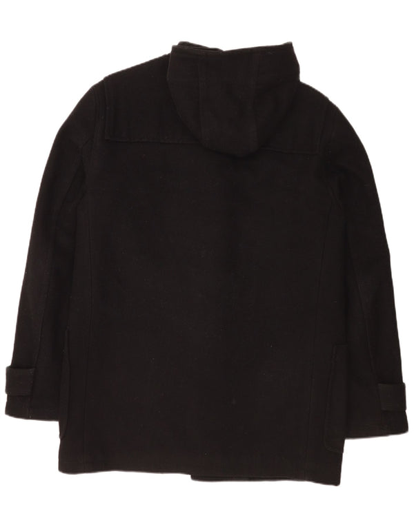 Superdry Mens Hooded Duffle Coat UK 40 Large Black Wool