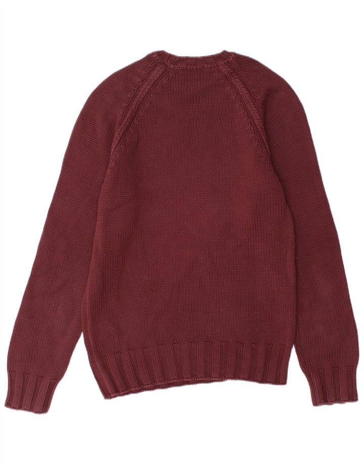 Zara Hombre Jersey Cuello Redondo Jersey Algodón Burdeos Medio