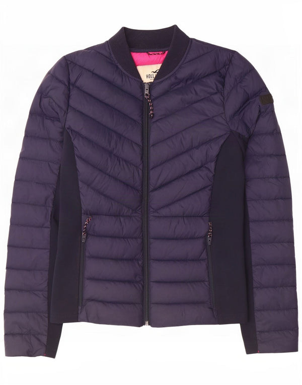 Hollister Womens Padded Jacket UK 6 XS Navy Blue Nylon