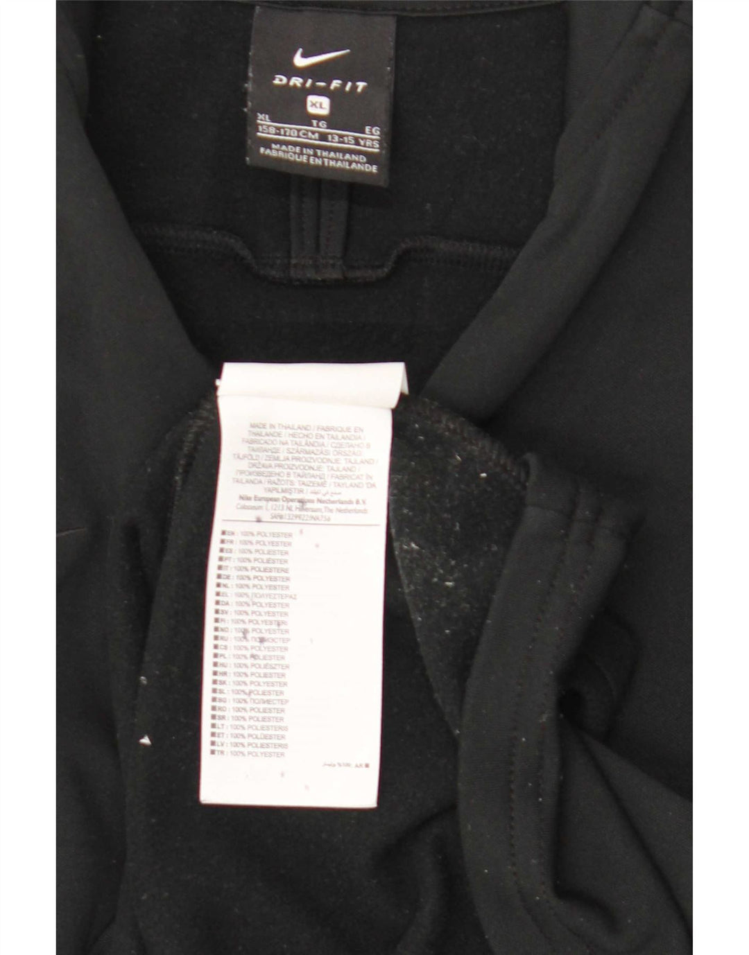 Nike Dri Fit - Chándal con cremallera y cuello para niños, 13-14 años, XL, negro