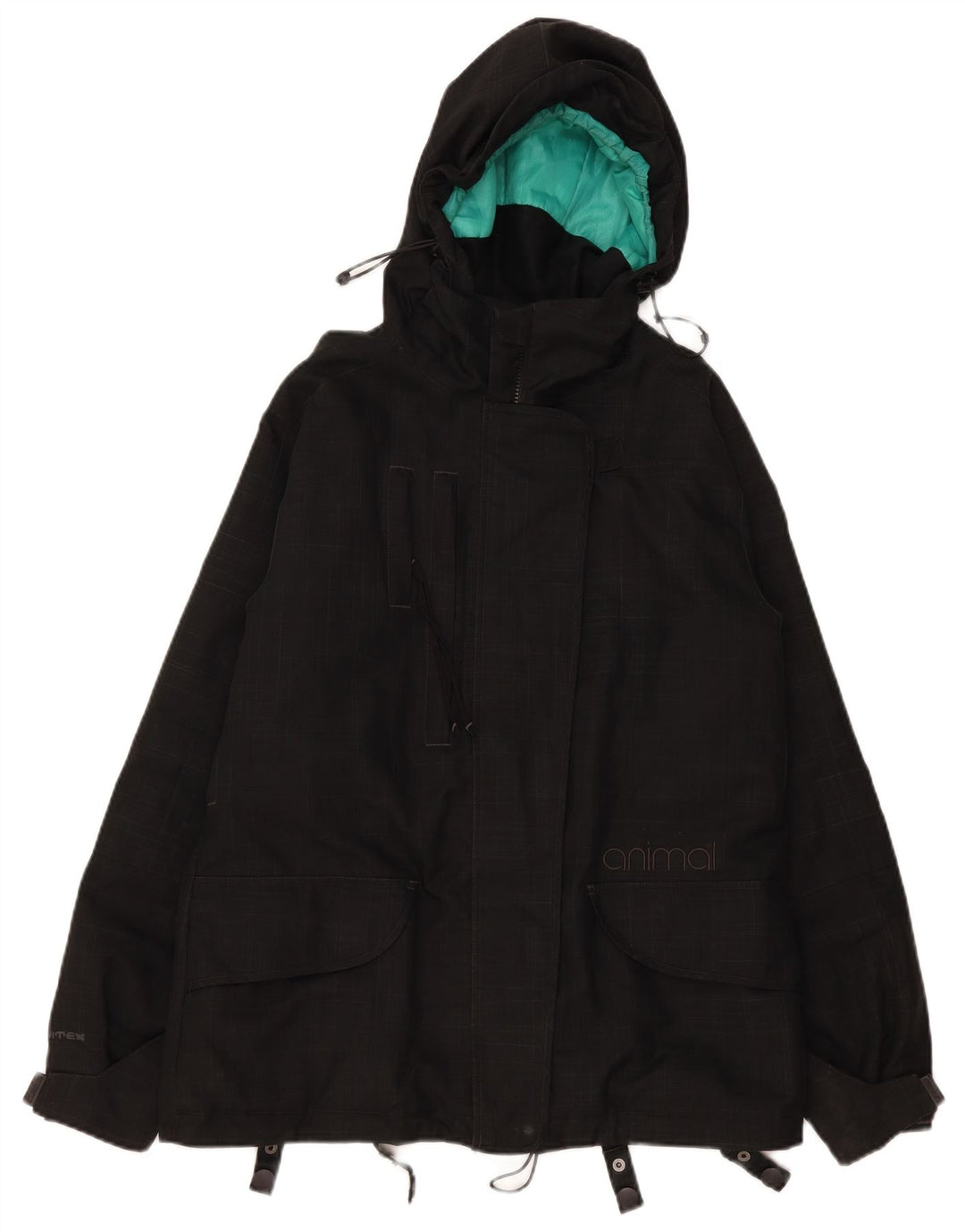 Chaqueta cortavientos con capucha para mujer Animal UK 44 Grande Poliéster a cuadros negros