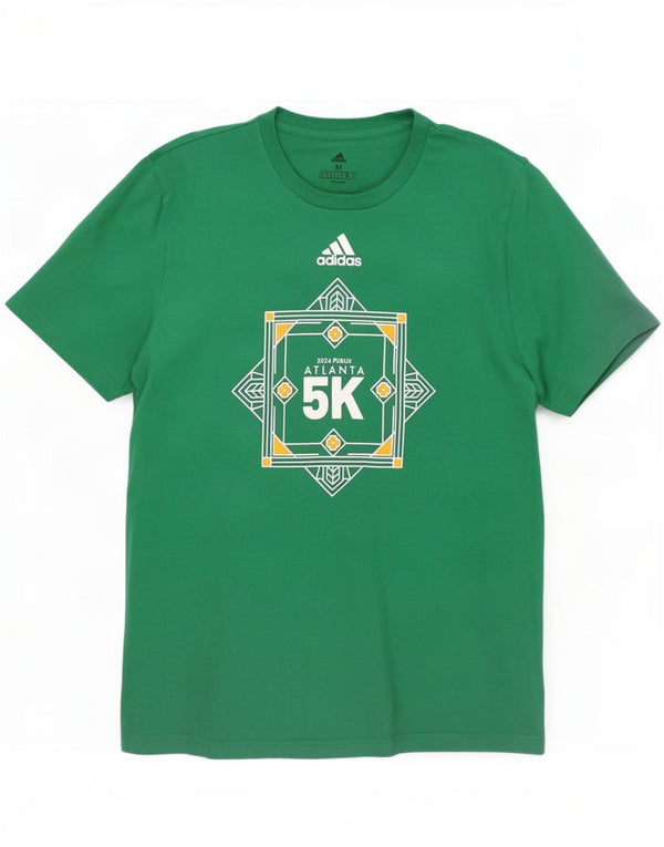 Adidas Hombre Camiseta Gráfica Top Algodón Verde Medio