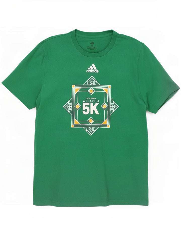 Adidas Hombre Camiseta Gráfica Top Algodón Verde Medio