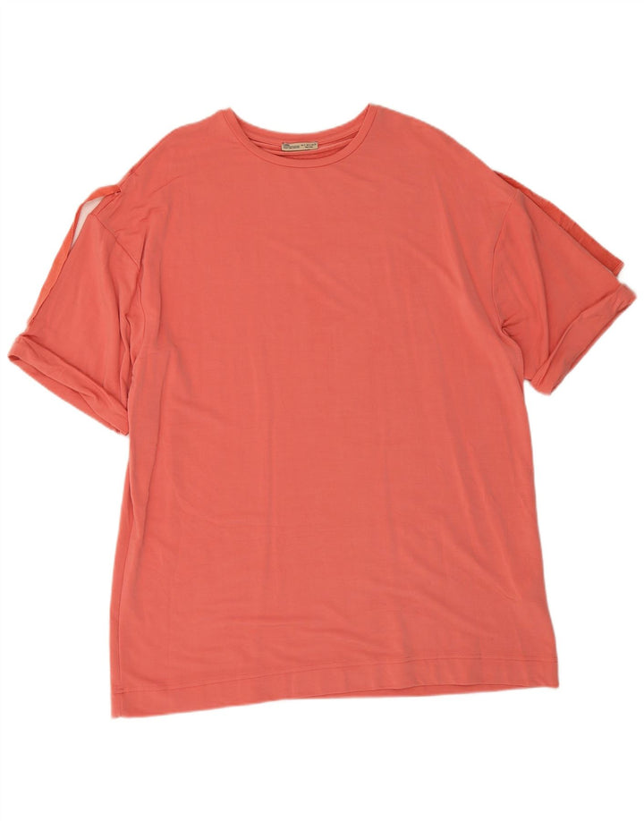 Zara Mujer Túnica Top UK 10 Pequeño Poliéster Rosa