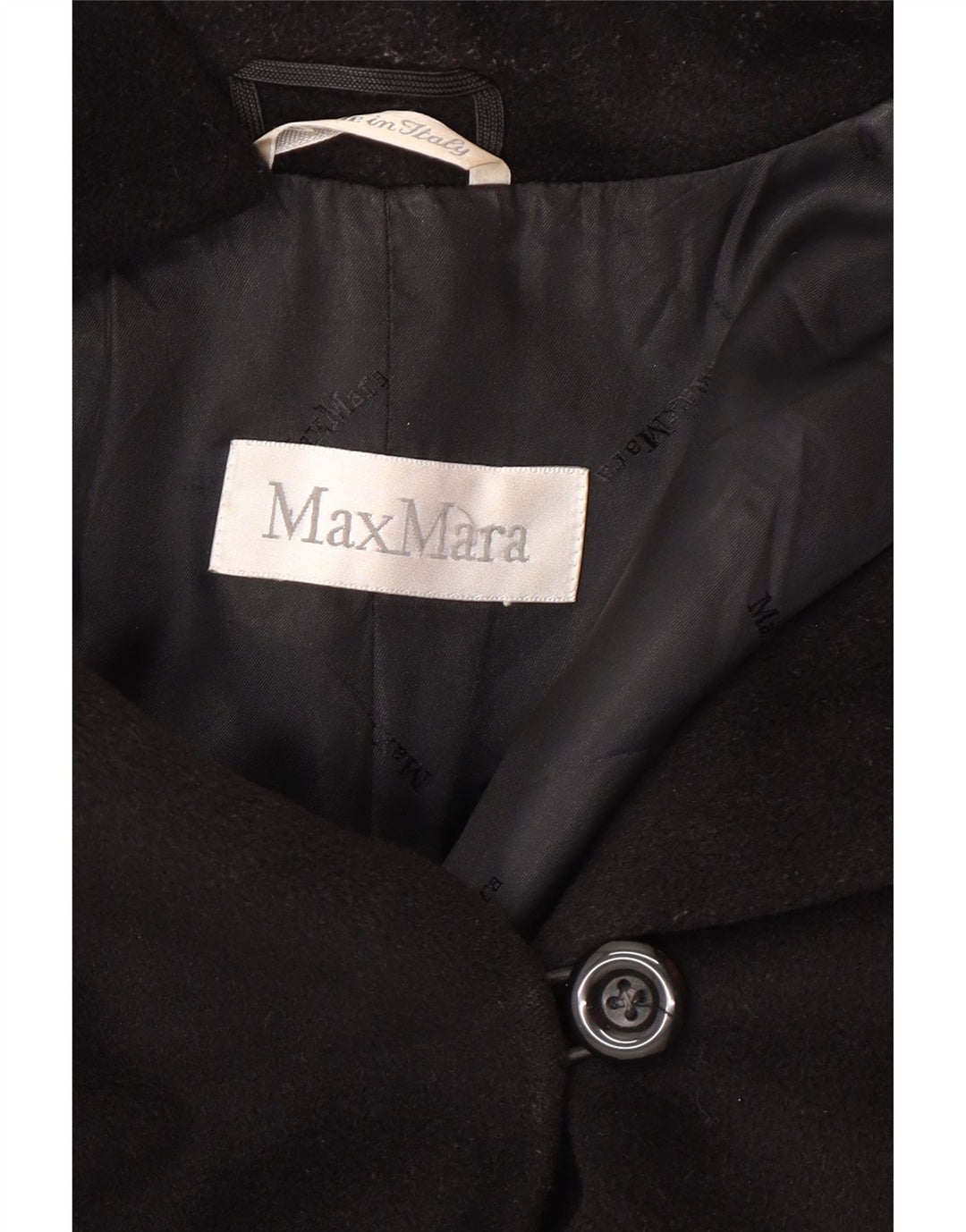 MAX MARA Abrigo para mujer UK 8 Small Black Wool Classic