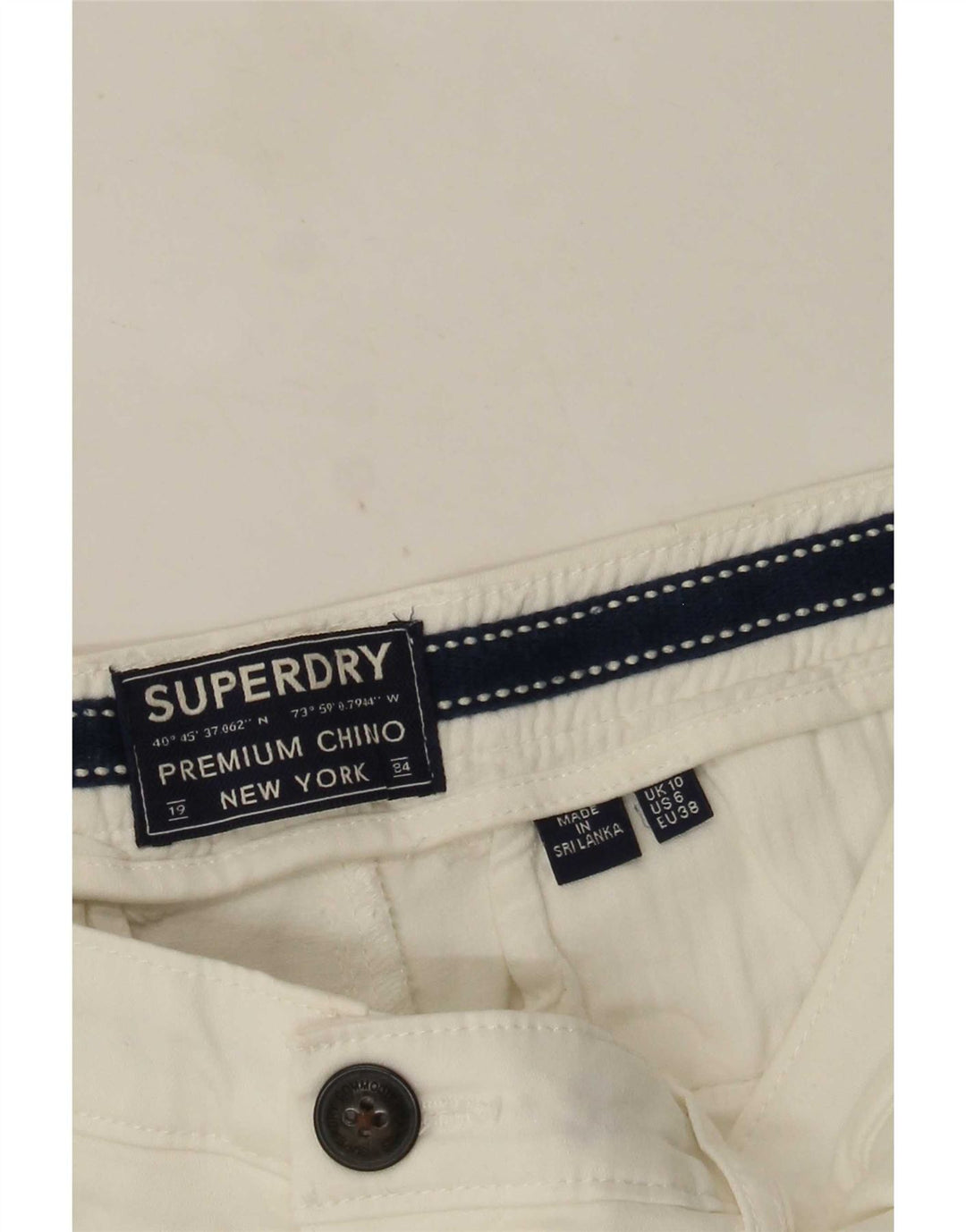 Superdry Pantalones cortos chinos regulares para mujer UK 10 Small W30 Blanco