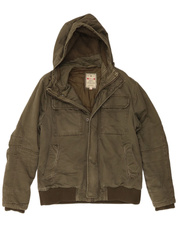 Mustang Chaqueta utilitaria con capucha para hombre UK 38 Medium Khaki Cotton