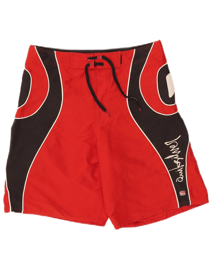 Quiksilver Hombre Shorts De Bañador Gráfico Poliéster Color Block Mediano Rojo