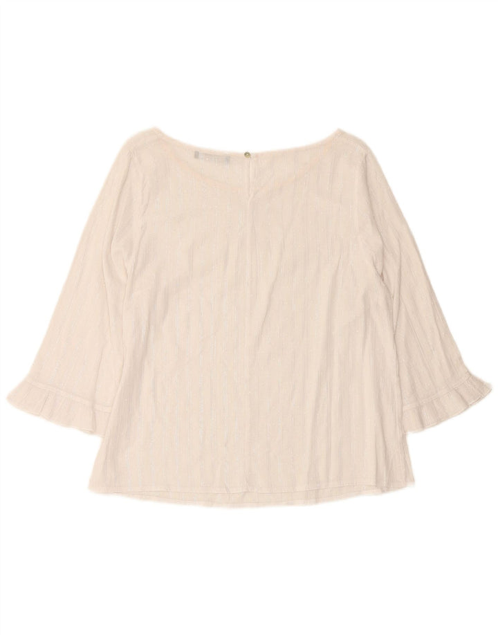 RAGNO Blusa corta de manga 3/4 para mujer UK 40 Mediana Rayas blancas