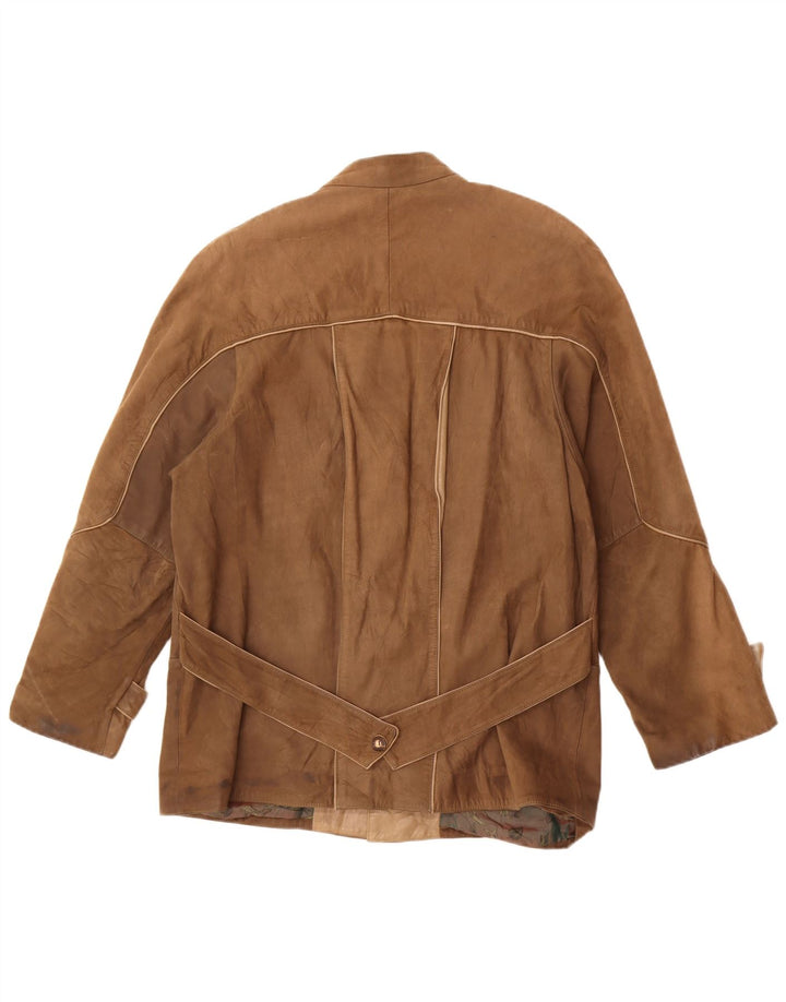 Chaqueta de cuero vintage para hombre IT 50 marrón grande