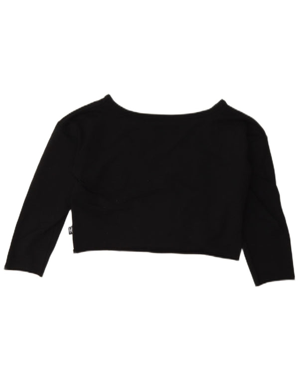 Umbro Top corto con gráfico para niña, manga larga, 11-12 años, algodón negro mediano