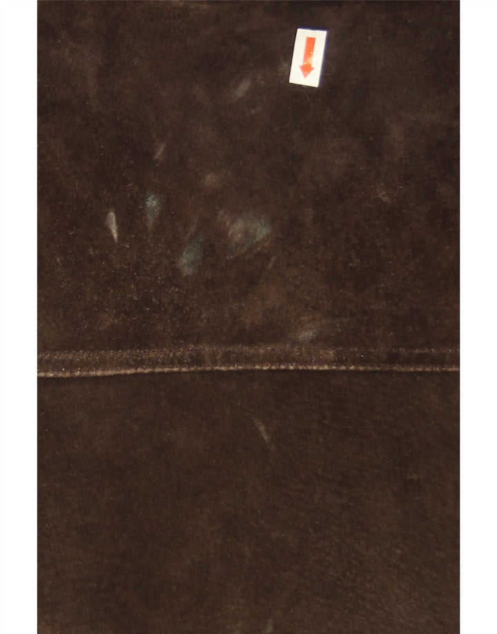 Eddie Bauer Chaqueta Bomber Corta de Ante para Mujer UK 8 Small Cuero Marrón