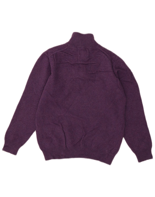 Gant Suéter tipo jersey con cremallera y cuello para mujer UK 44 Large Purple Lambswool
