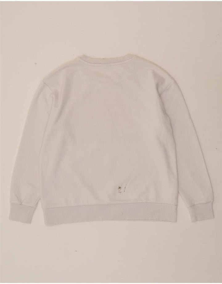 NEW BALANCE Womens Graphic Oversized Sweatshirt Jumper UK 14 Medium White Vintage New Balance and Second-Hand New Balance from Messina Hembry 