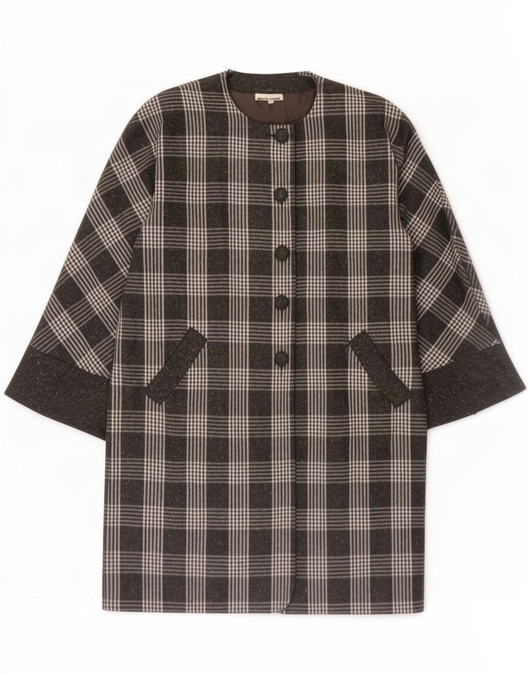 Abrigo vintage para mujer IT 48 XL Gris Check Angora