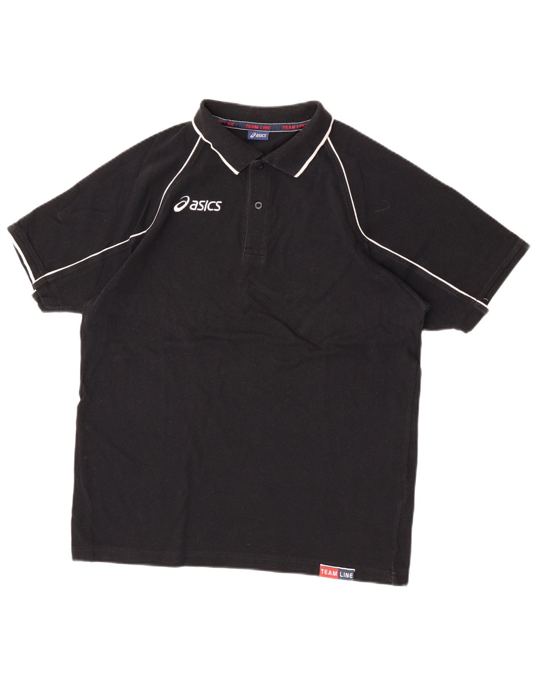 ASICS Polo gráfico para hombre grande de algodón negro