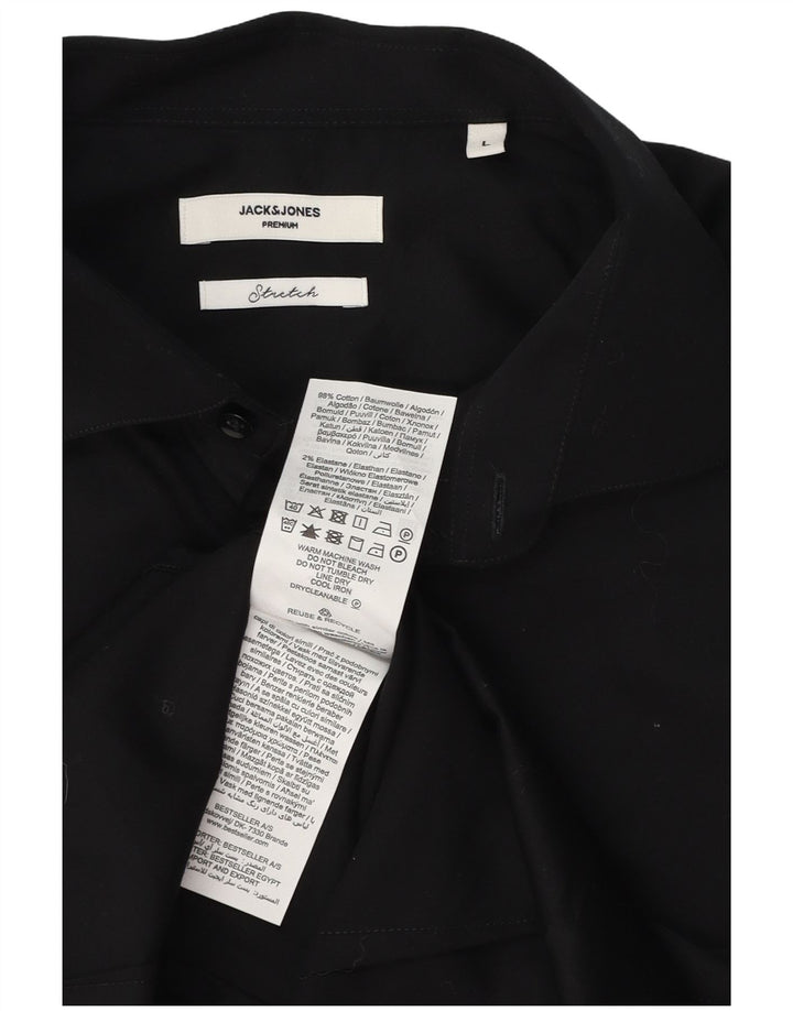 Camisa Jack & Jones Hombre Grande Algodón Negro