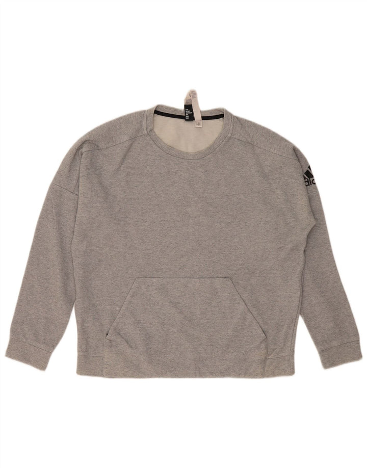 Adidas Hombre Sudadera Jumper Grande Gris Algodón
