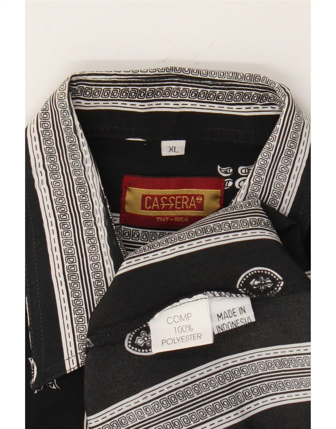 Cassera Camisa Manga Corta Hombre XL Poliéster Geométrico Negro