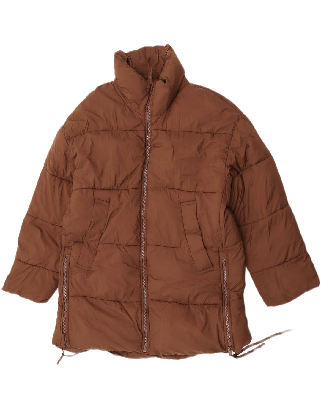 Zara Mujer Abrigo Acolchado Extragrande UK 40 Small Nylon Marrón