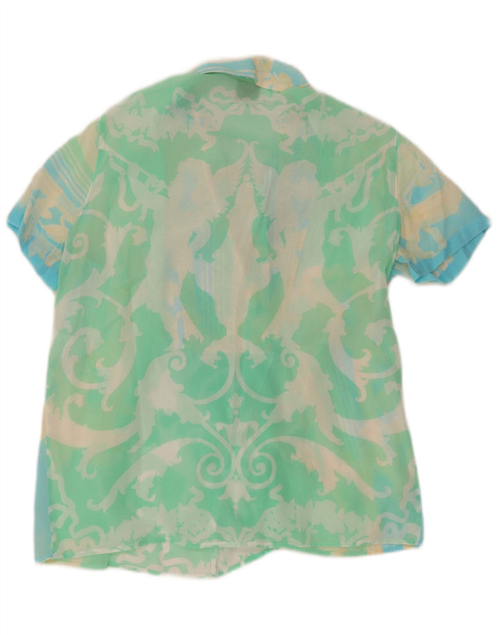 Ferre Blusa con patrón abstracto para mujer UK 44 Grande Algodón verde