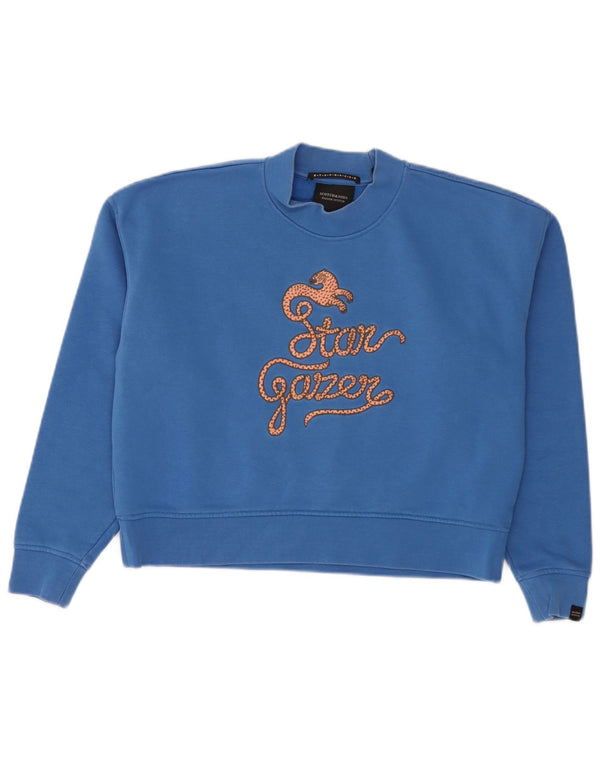 Scotch & Soda - Sudadera extragrande con gráfico para mujer, talla S, color azul